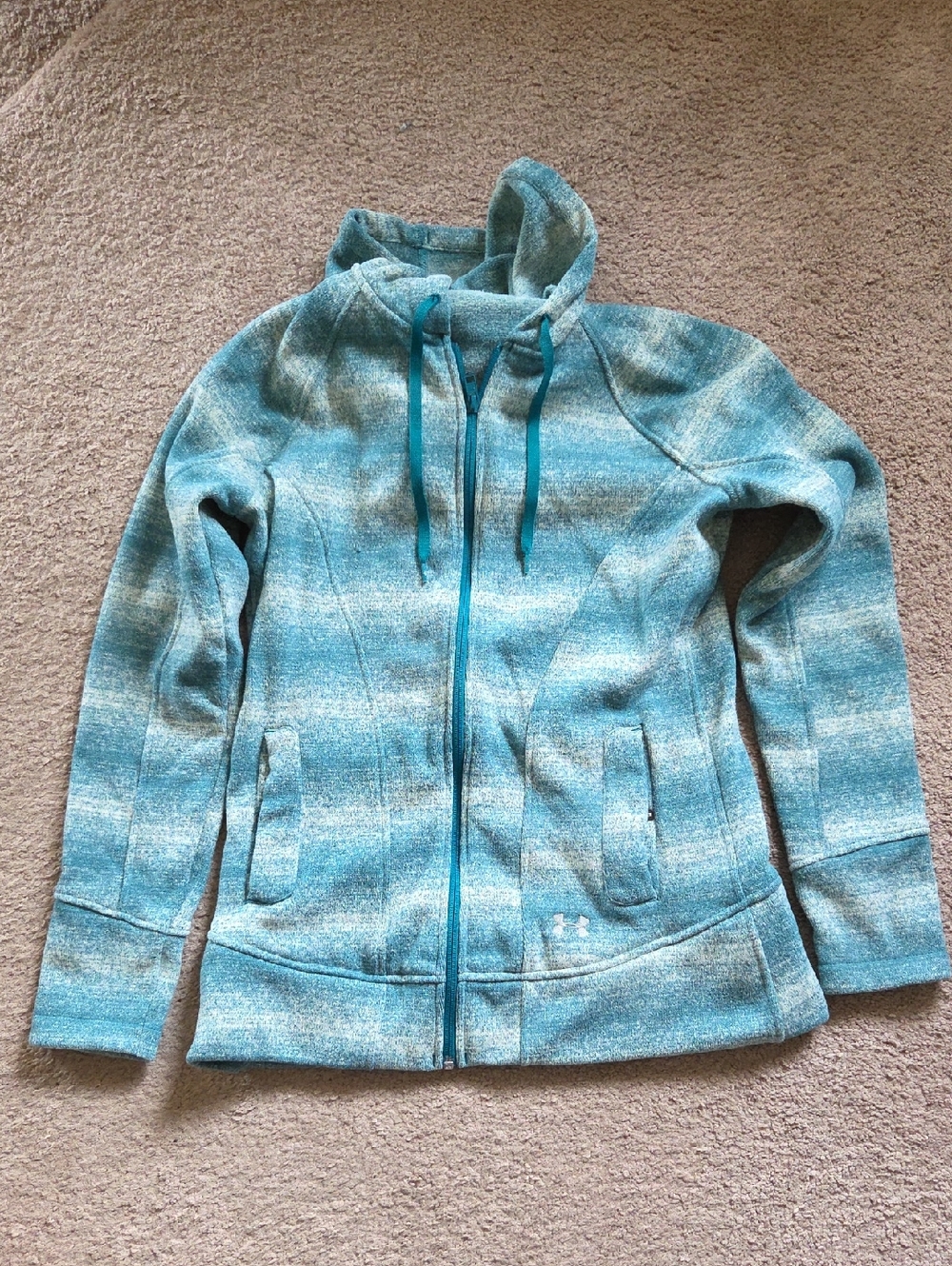 Under Armour Teal Heathered Hooded Zip Jacket, Size L